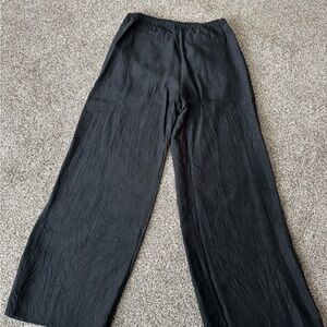J. CREW Petite Stratus textured satin Black Wide-Leg Pants